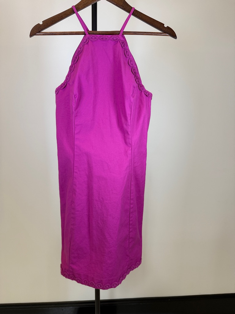 Crown & Ivy Pink "Weekend In Lisbon" Scalloped Halter Dress. Size 6